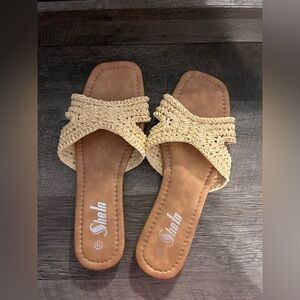SHEIN Cream Woven Sandals